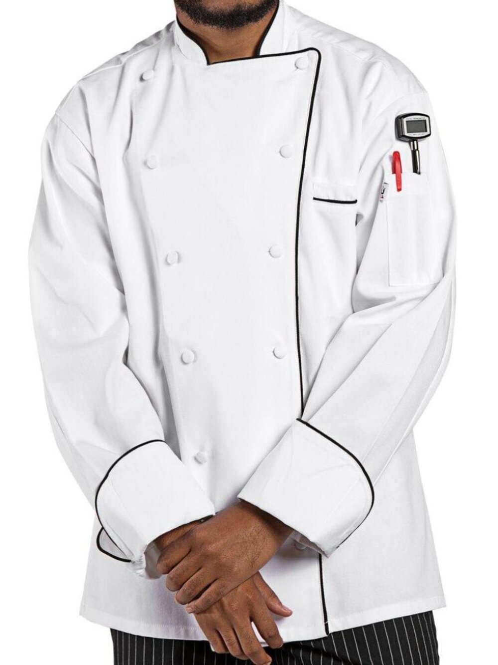 Chefwear Five-star Executive Jacket with Black Piping 100% cotton